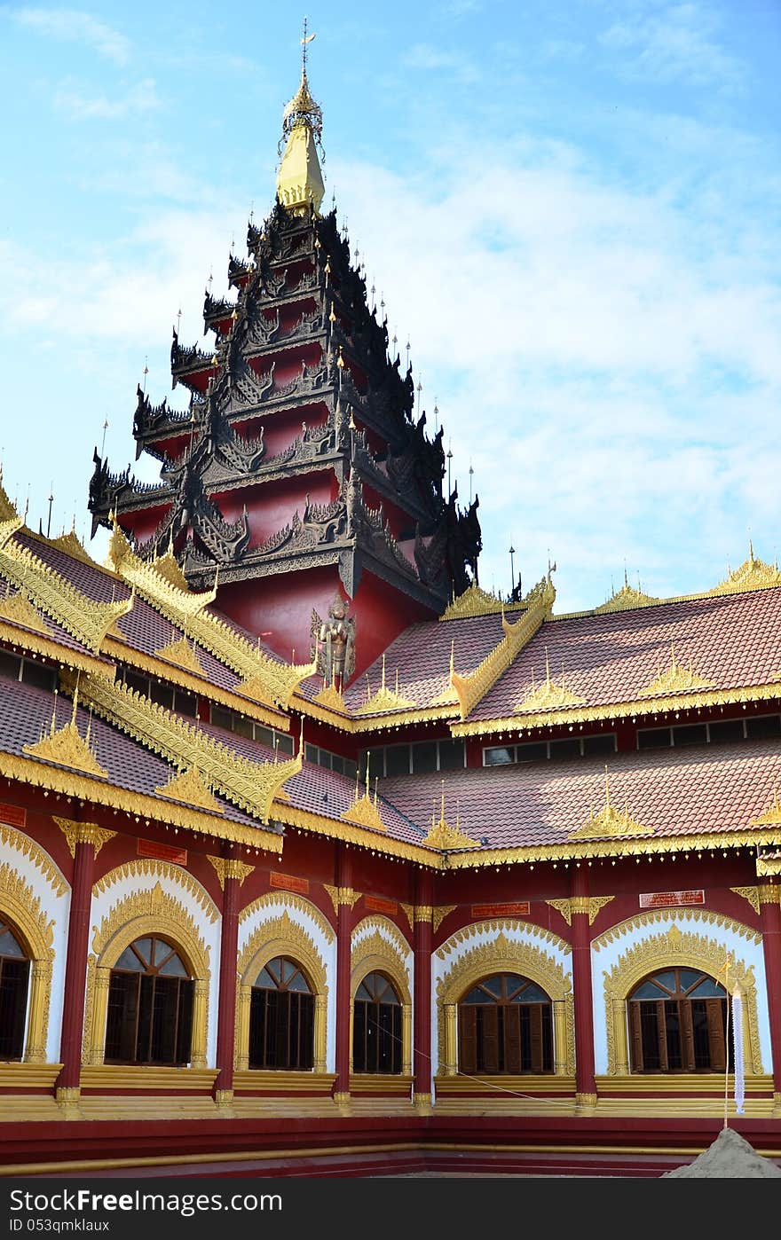 Wooden temple in Myanmar