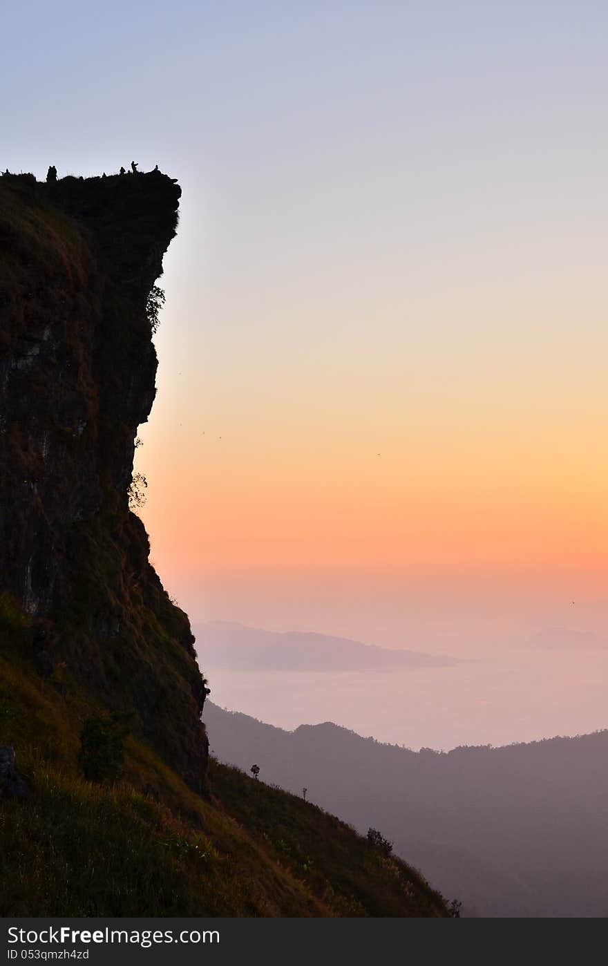 Mist before sunset between moutains