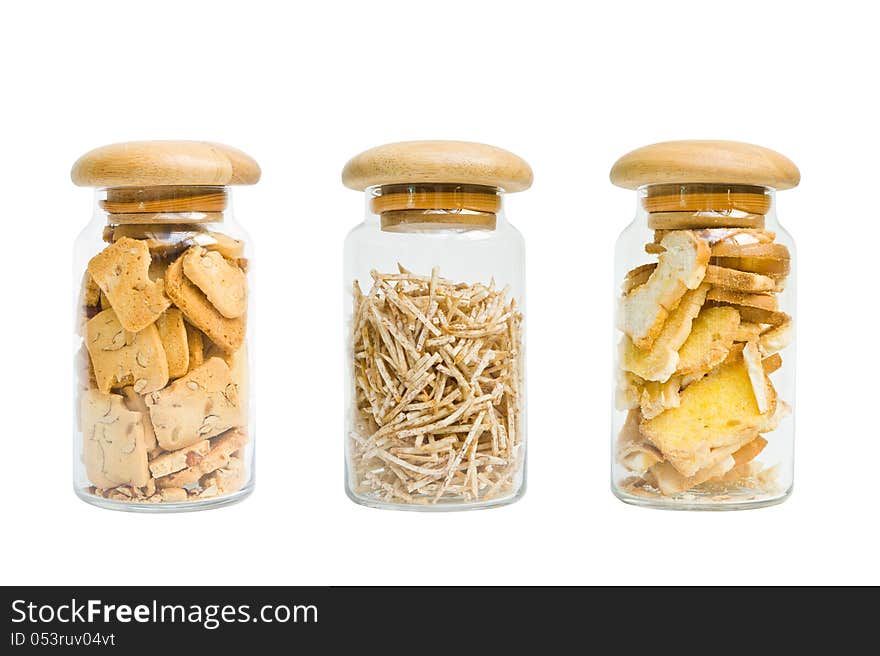 DESSERTS IN JAR ON WHITE BACKGROUND