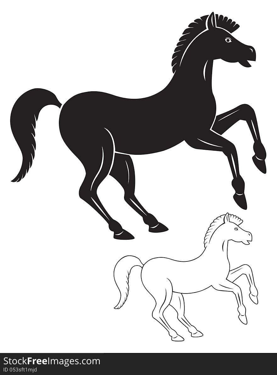 The picture shows a horse