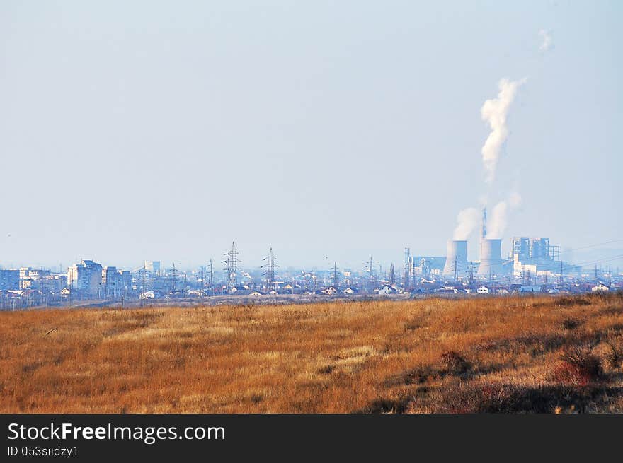 Industrial city from Craiova in the middle of the day