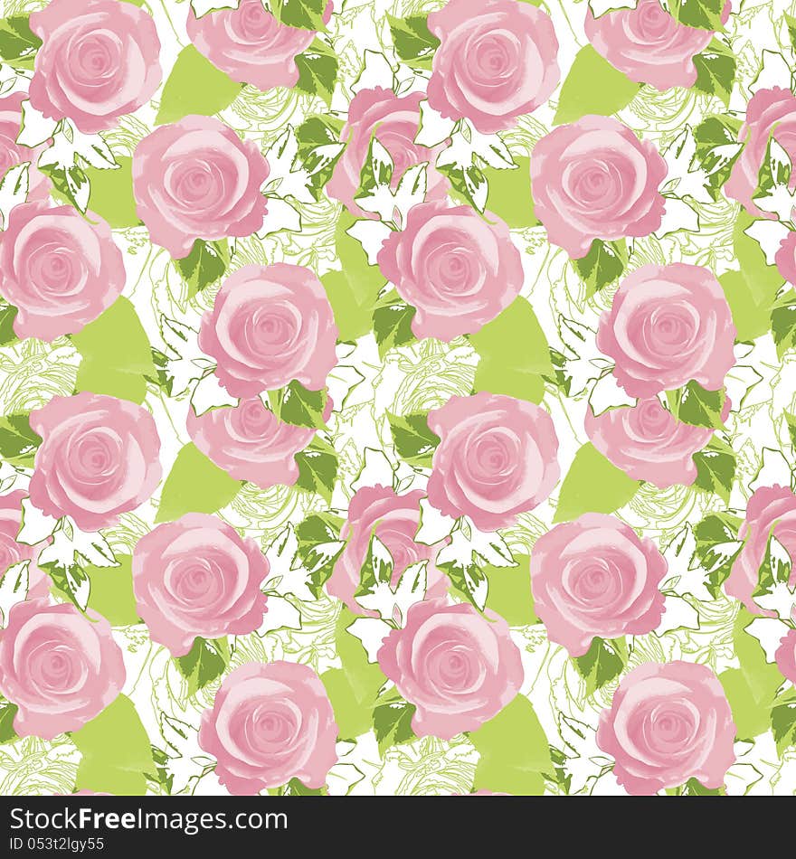 Vector seamless background with flowers