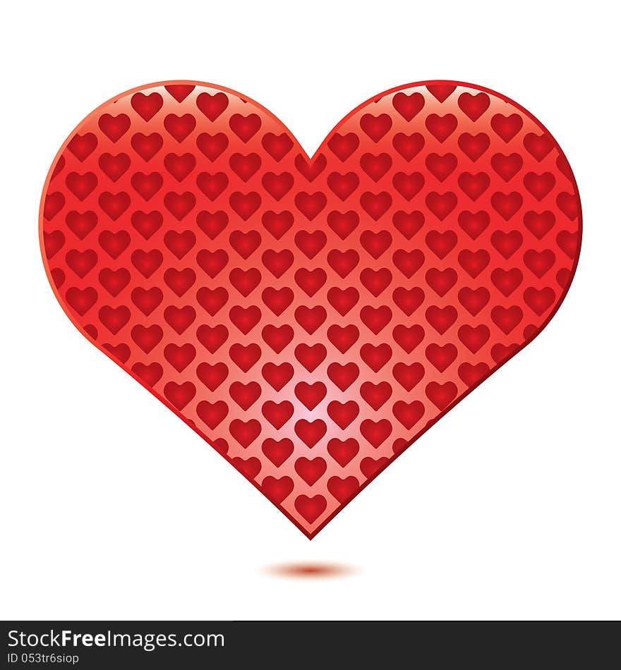 White background with red Heart, illustration.vector