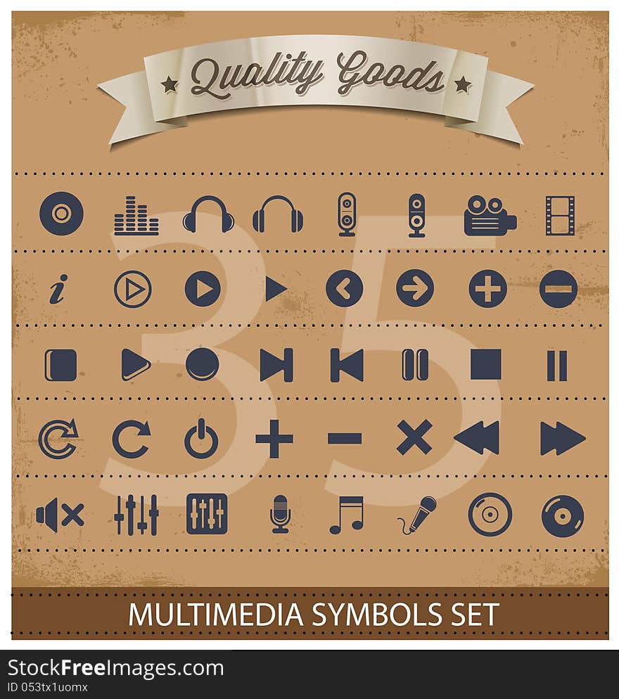 Pictogram Multimedia Symbols Set