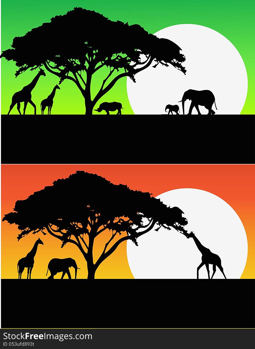 Illustration of Safari background silhouette