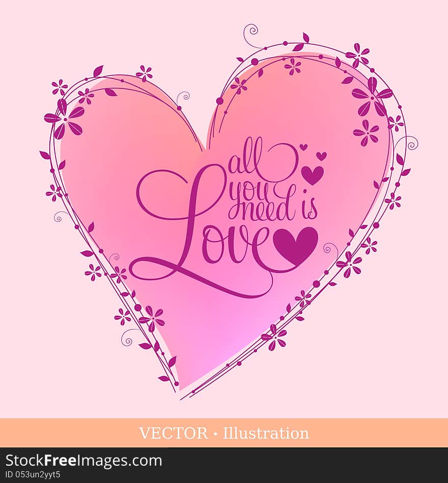 Elegant greeting card of Valentine`s day or Wedding with hearts and a field for your text. Vector illustration. Elegant greeting card of Valentine`s day or Wedding with hearts and a field for your text. Vector illustration