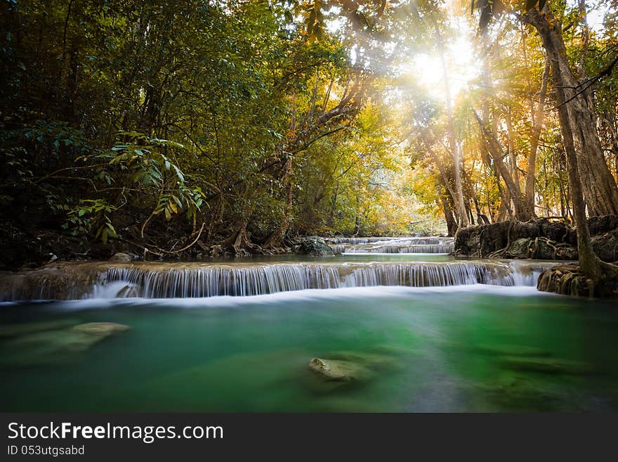 Deep forest waterfall