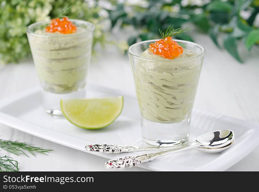 Avocado Mousse With Caviar Portions