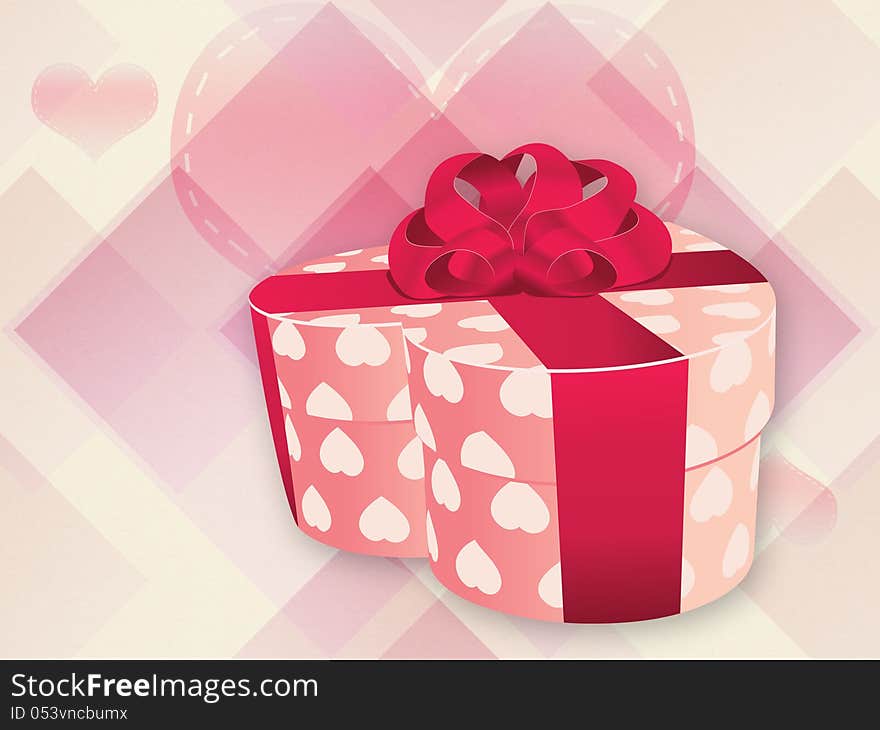 Illustration of opened heart shaped gift box on abstract background. Illustration of opened heart shaped gift box on abstract background.