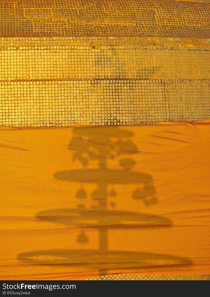 Shadow's swan pillar on surface of golden pagoda. Shadow's swan pillar on surface of golden pagoda