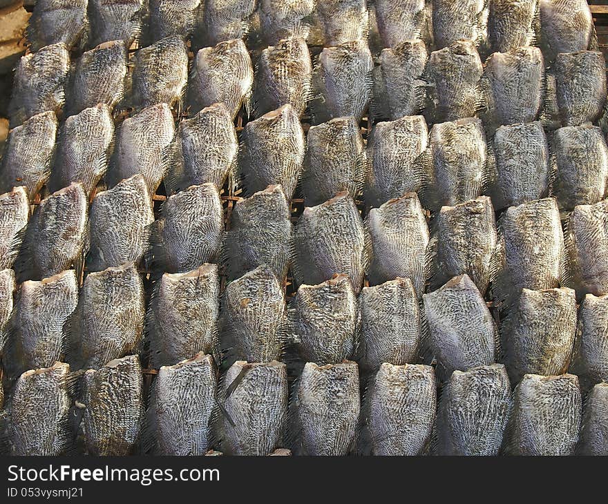 Drying fish in stall is prepare for selling