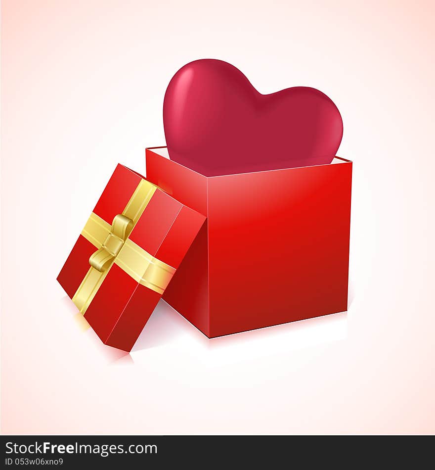 Open box with heart vector illustration. Eps 10.