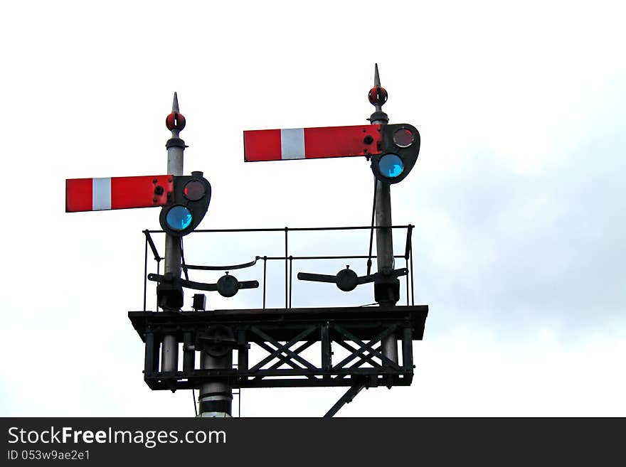 A Set of Vintage Mechanical Railway Train Signals.