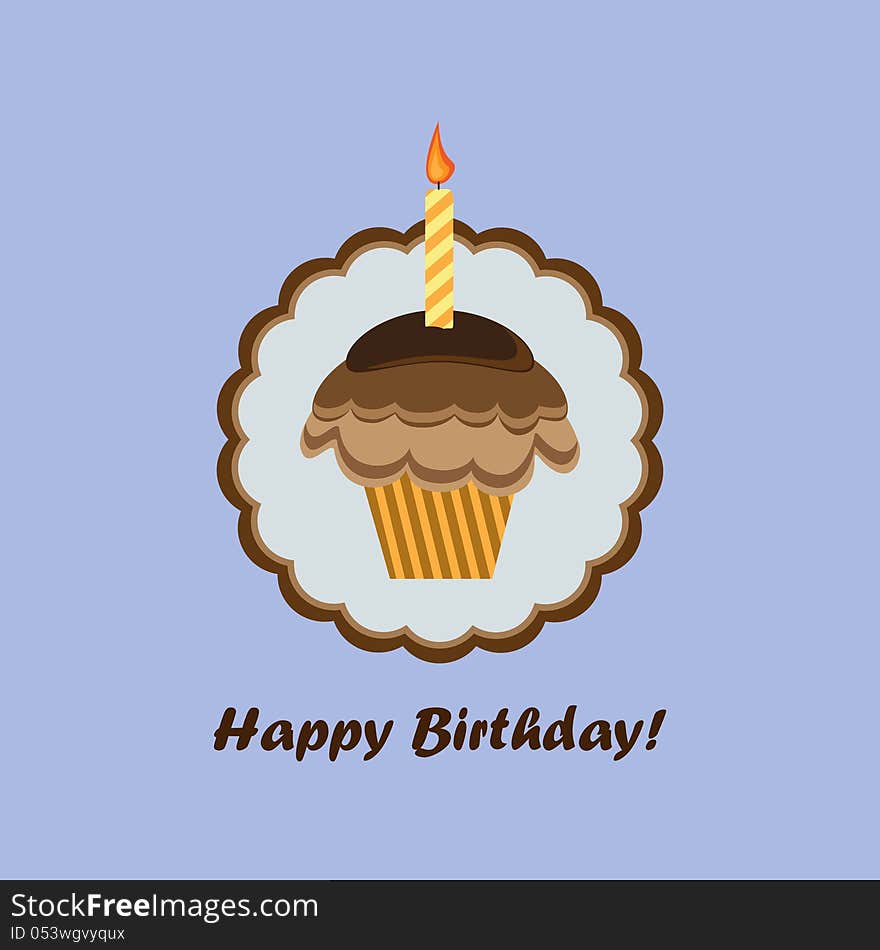 birthday card with cupcake and candle. birthday card with cupcake and candle