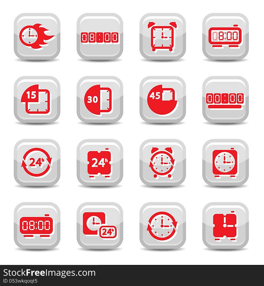 Clock Icon Set for web and mobile. All elements are grouped. Clock Icon Set for web and mobile. All elements are grouped.