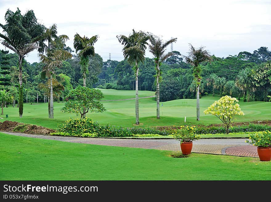 Golf course photo for with green filed. This is sport concept