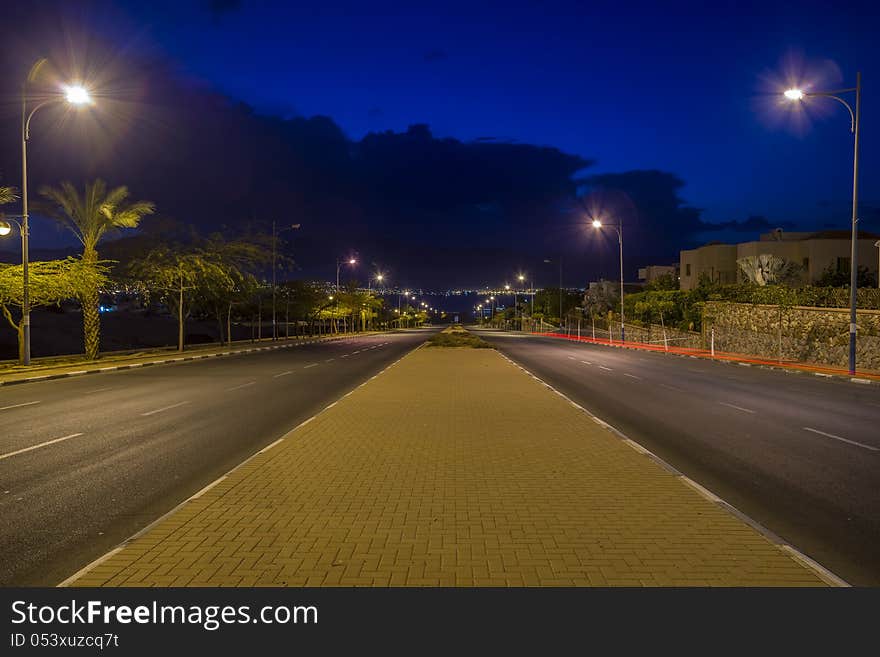 The shot was taken from the local street in Eilat - famous resort city of Israel. The shot was taken from the local street in Eilat - famous resort city of Israel