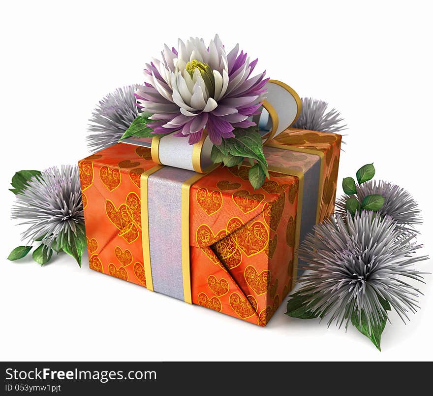 Holiday Flowers With Gift Box