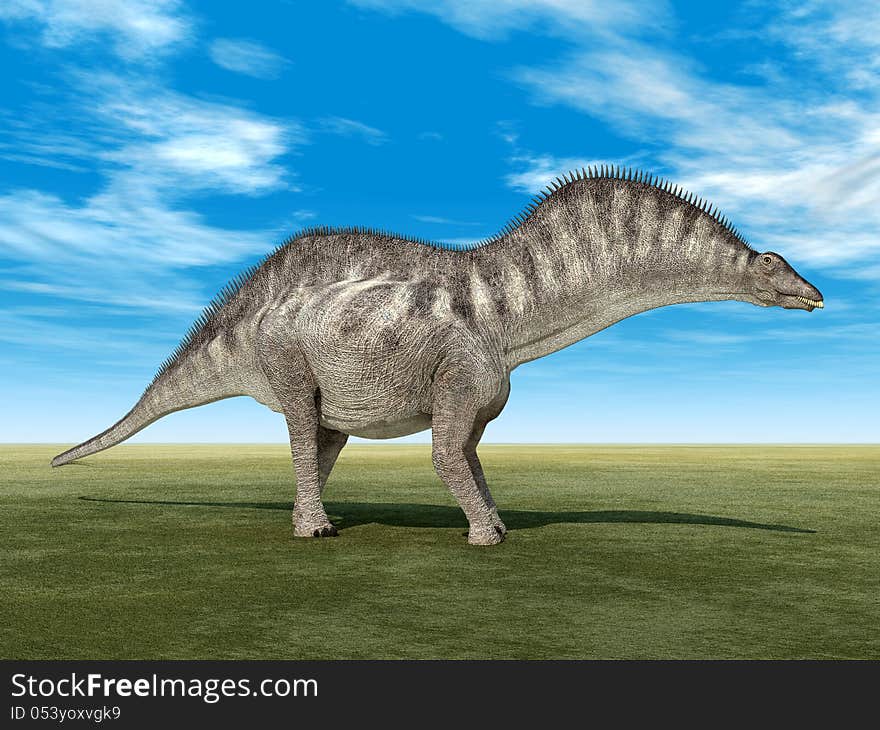 Computer generated 3D illustration with the Dinosaur Amargasaurus