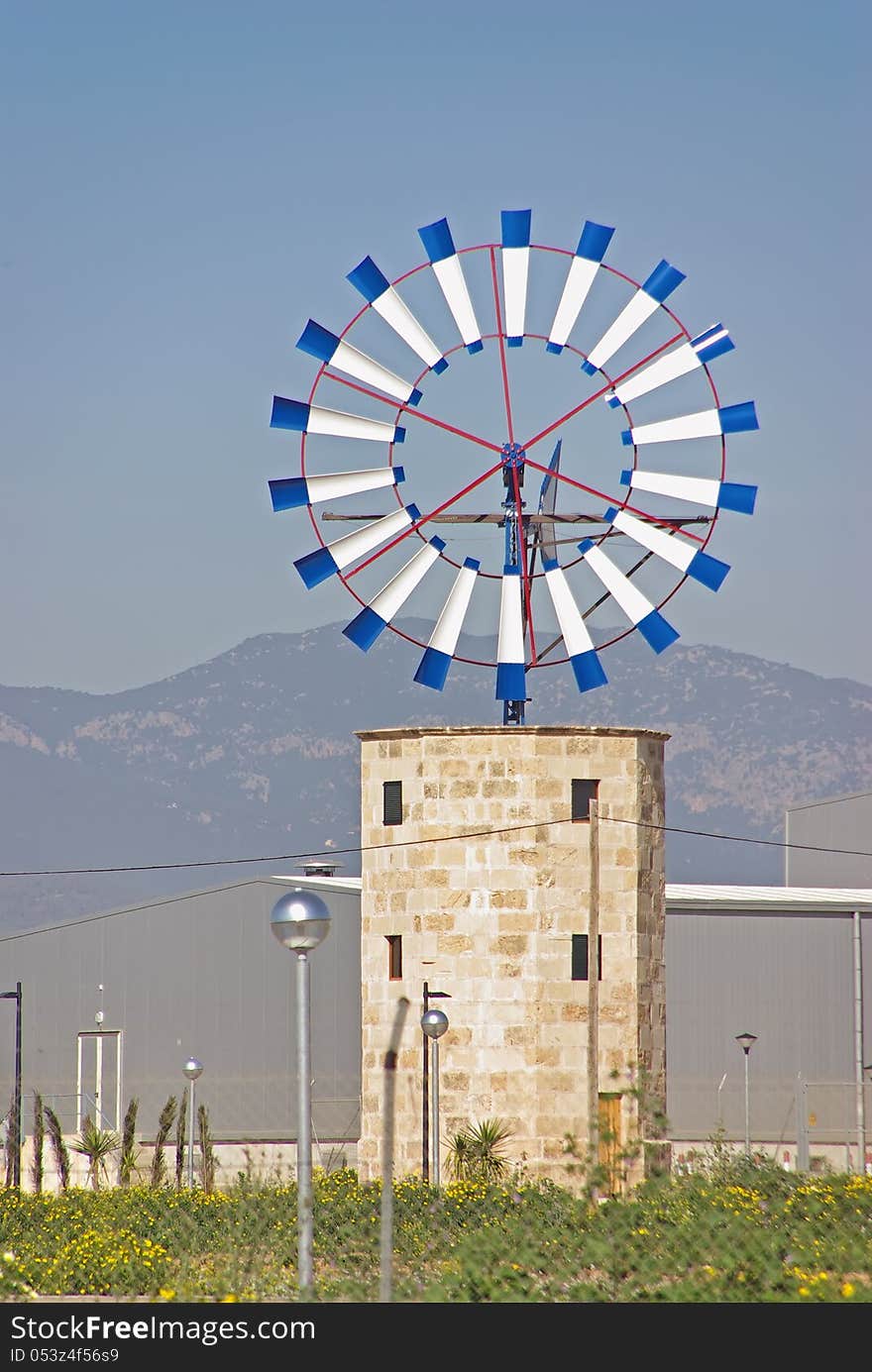 Typical mediterranean windmill in Majorca (Spain)