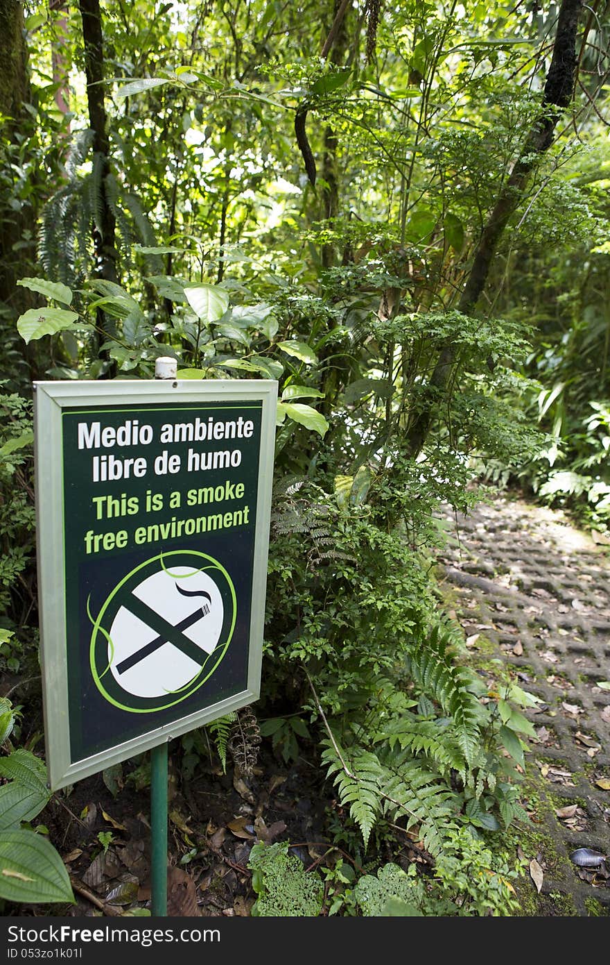 Smoke free environment sign in the forest