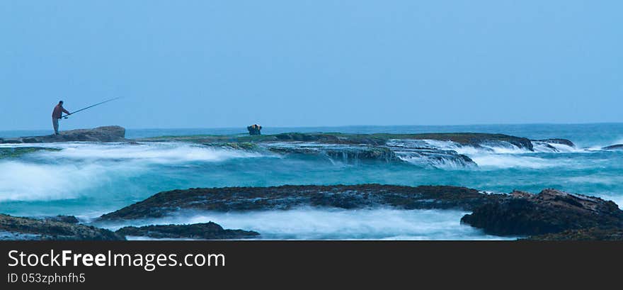 Big rocks used as a platform for fishing