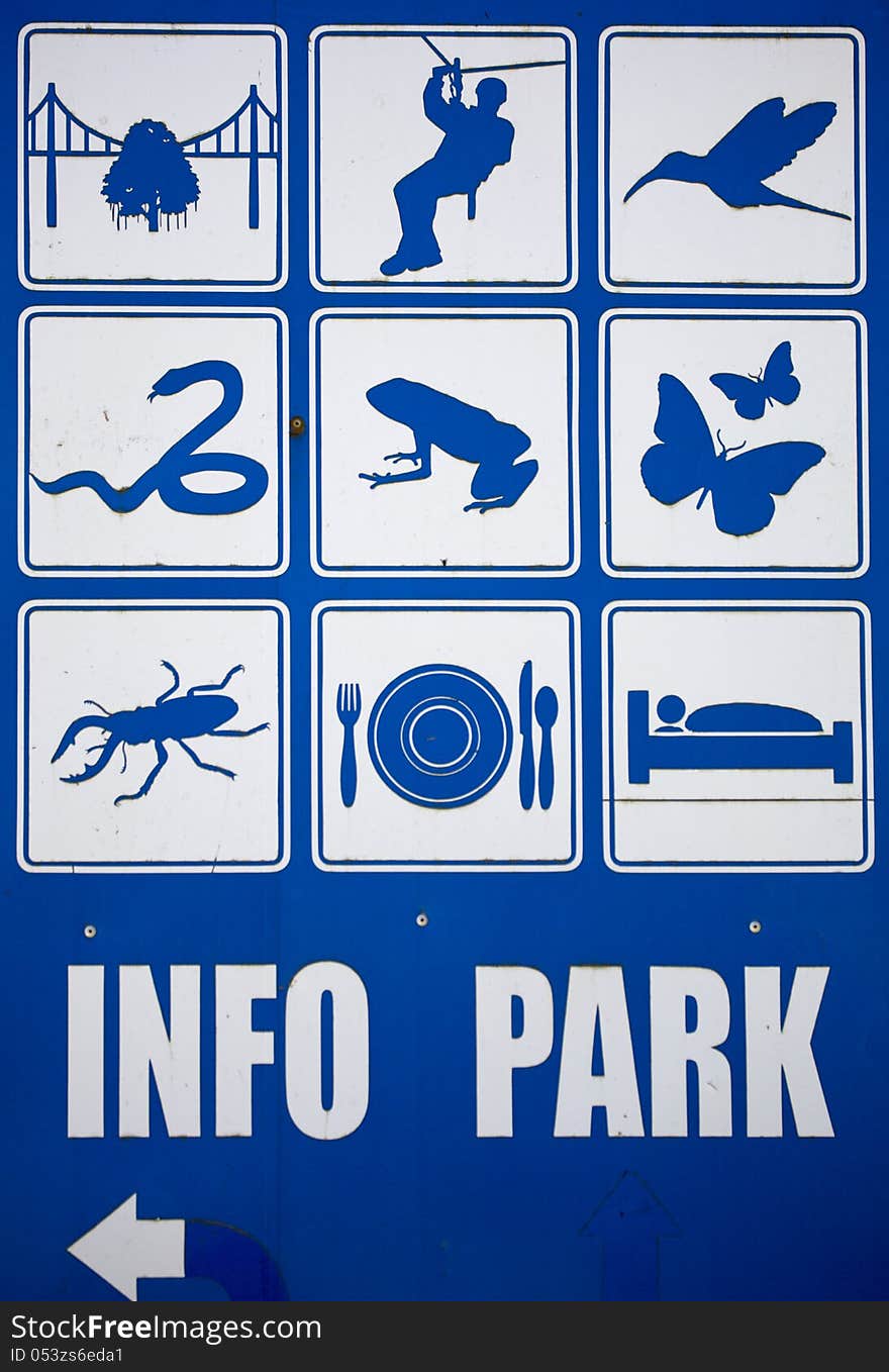 Blue Information Board With Possible Activities