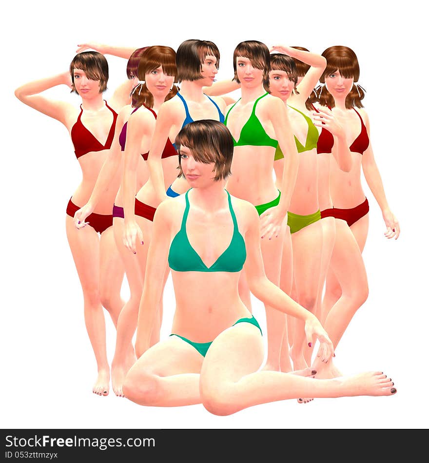 3d girls in bikini