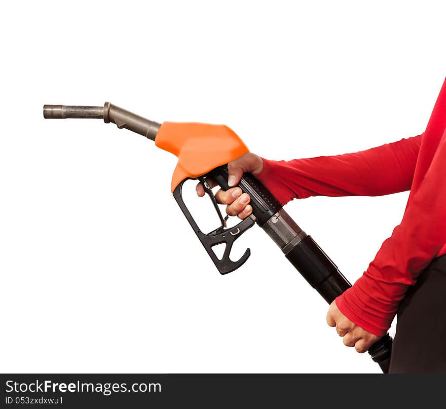 Gas Station Worker and service on white background