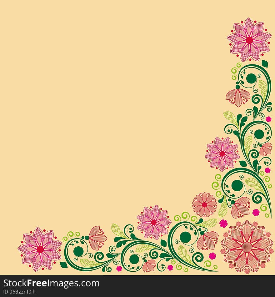 Vintage floral background with decorative flowers for design