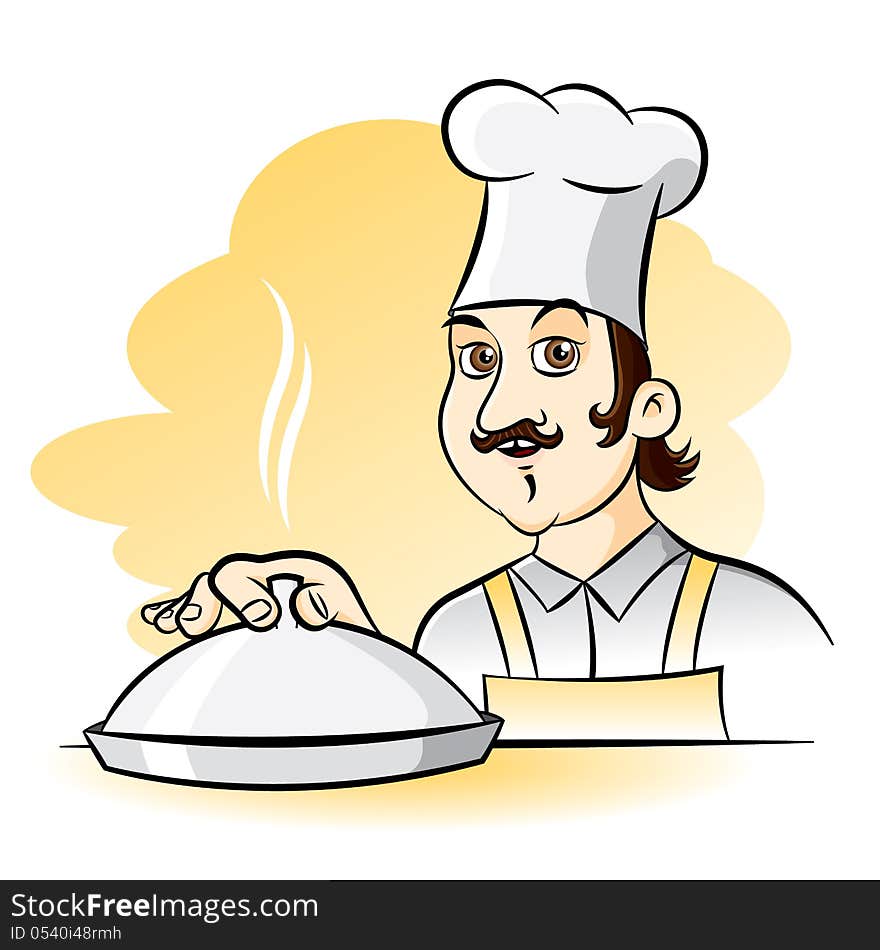 Cheerful Chef Cook, vector cartoon illustration