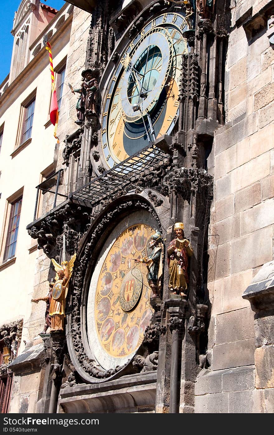 Detail from old clock tower in center of prague. Detail from old clock tower in center of prague