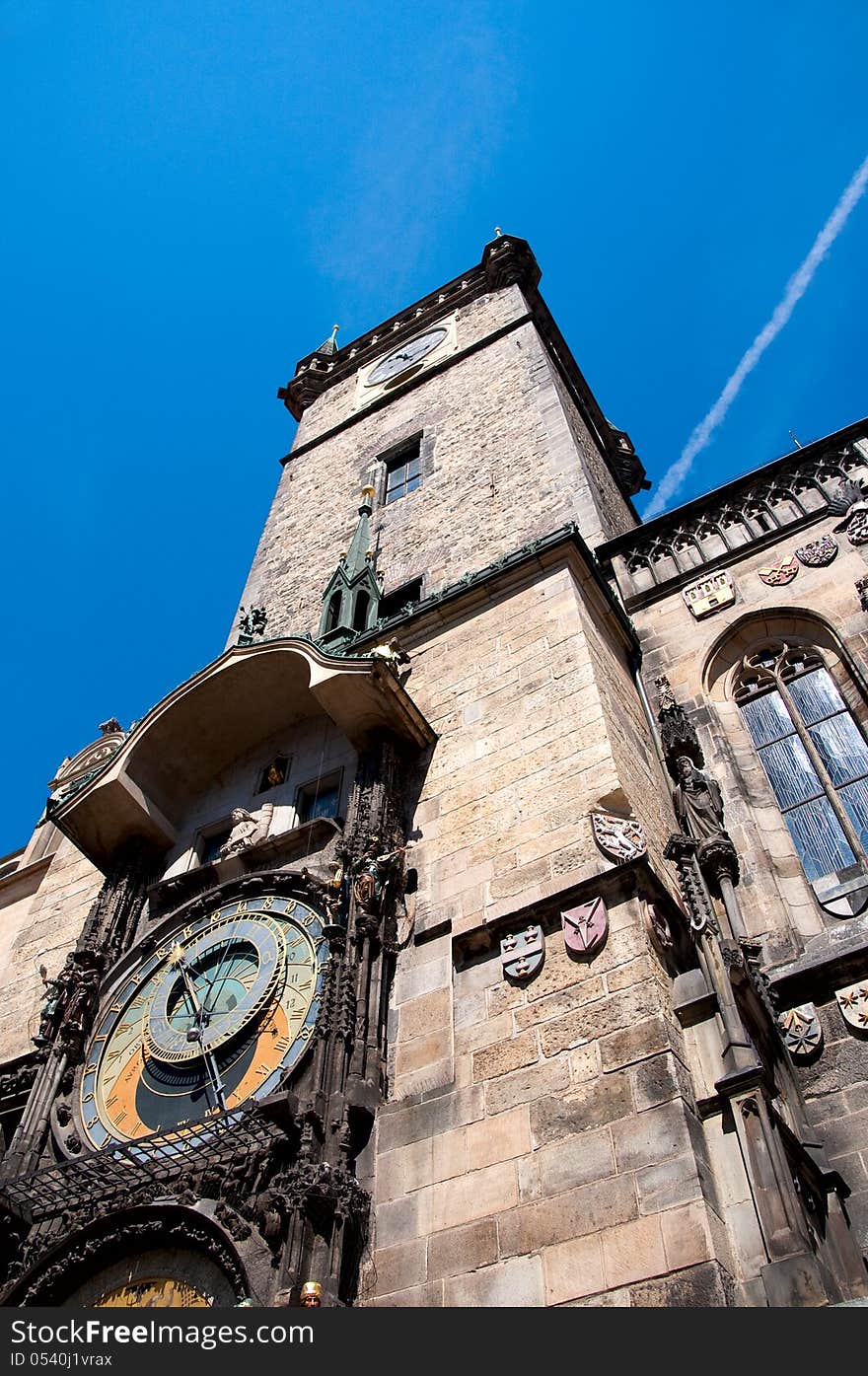 Detail from old clock tower in center of prague. Detail from old clock tower in center of prague