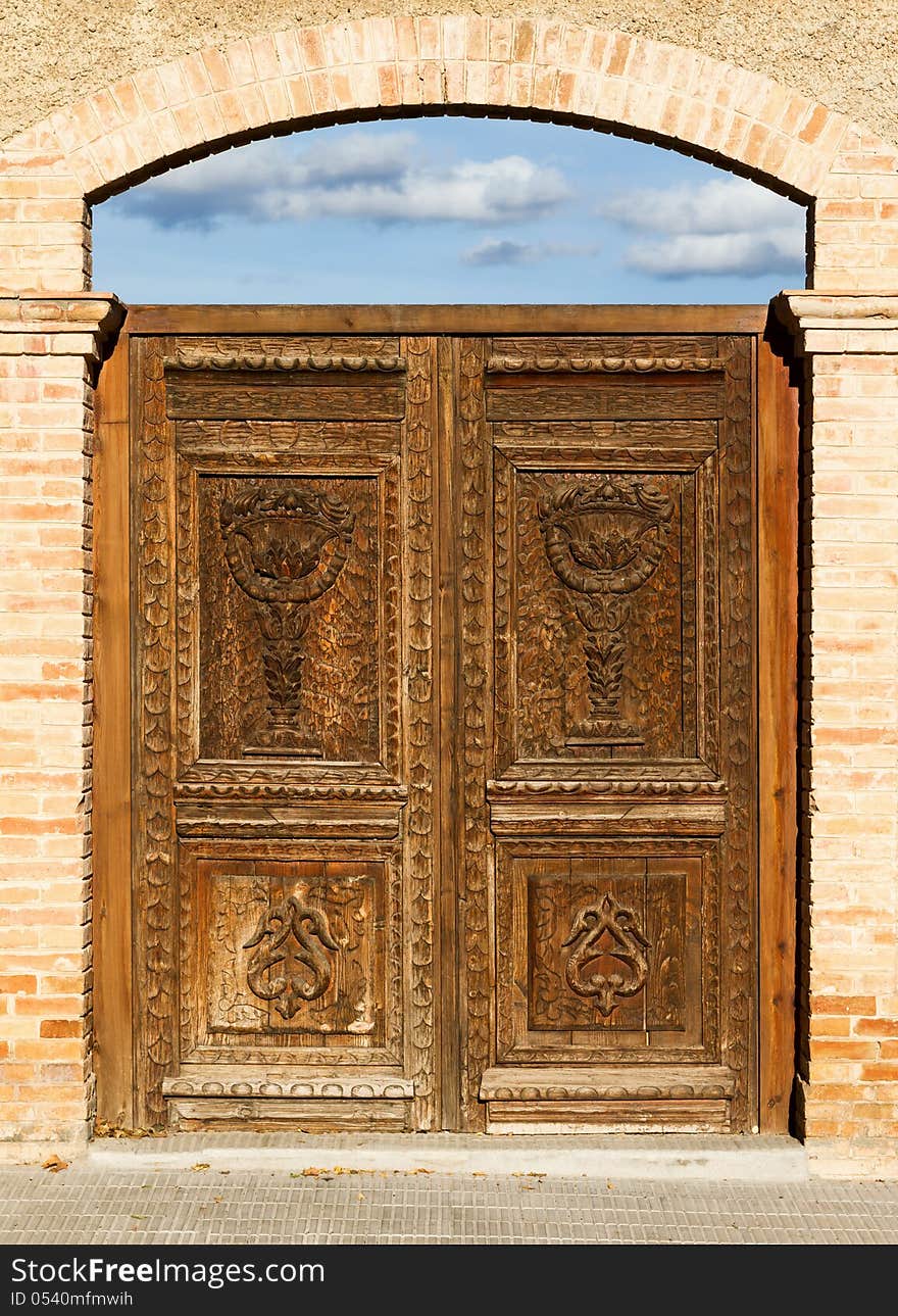 Beautiful old door in the city of Spain