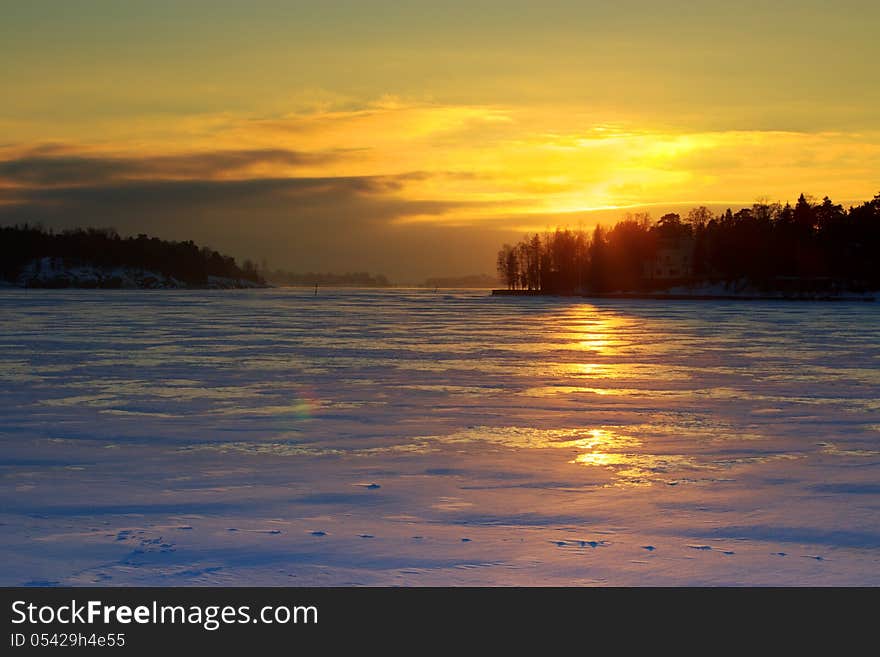 Snowy ice reflection