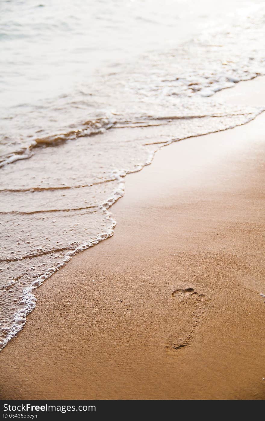 Beach with footprint