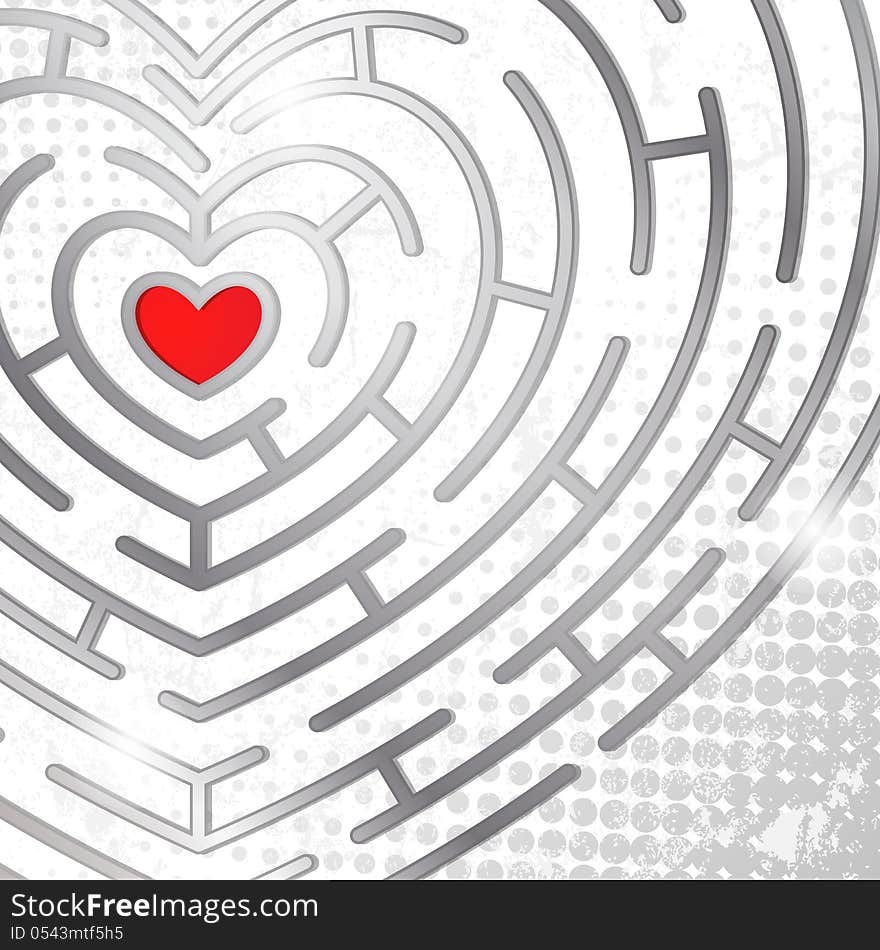 Maze whits heart. EPS 10 vector illustration.