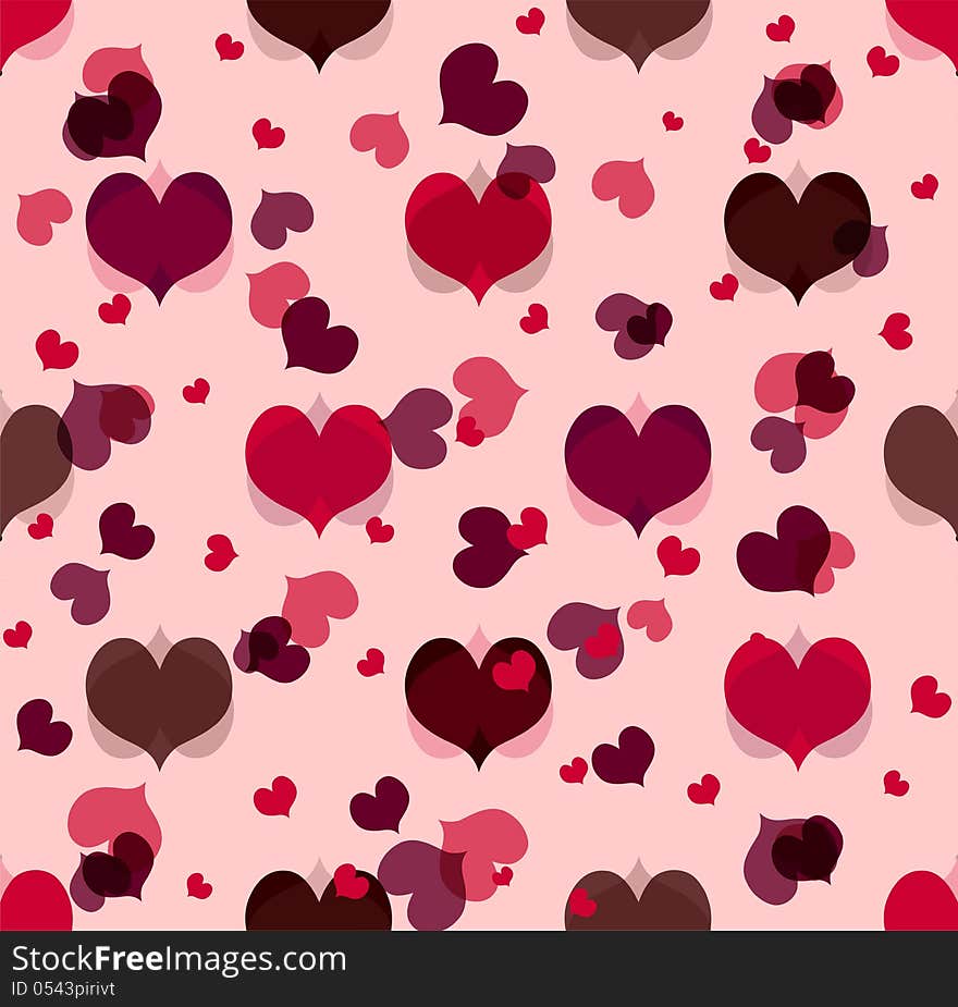 Romantic seamless pattern with abstract hearts for valentines day