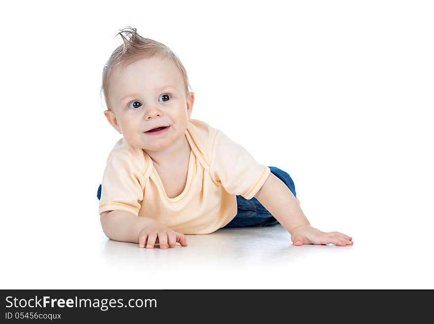 Adorable baby boy lying and smiling