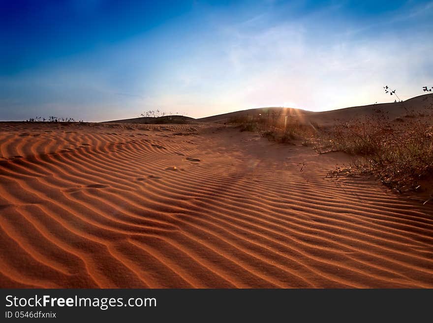 Red Sand Dunes. Sunset. Mui Ne, Vietnam