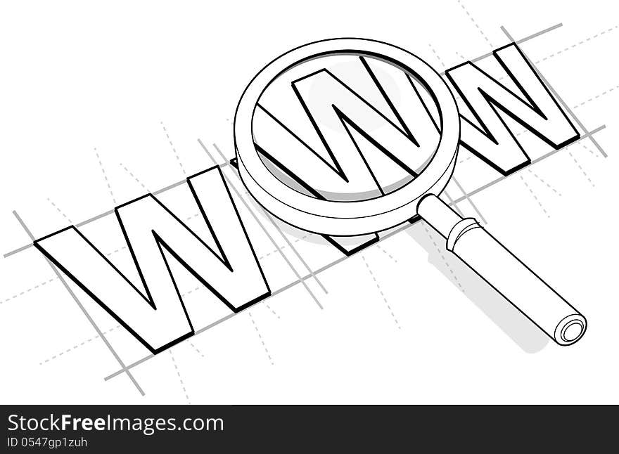 Search outline cartoon for webdesign