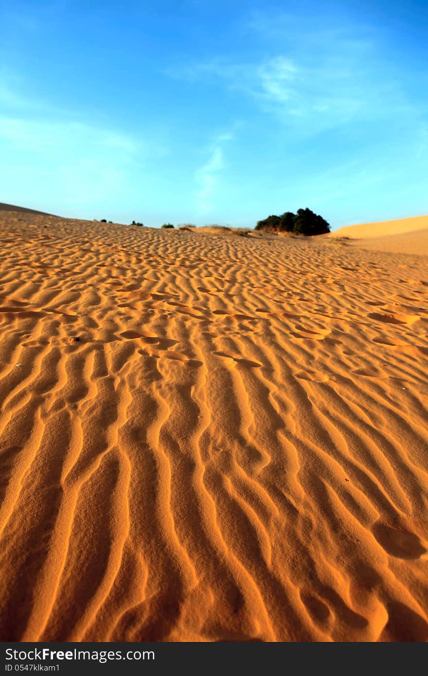 Red Sand Dunes. Sunset.Landscape. Mui Ne, Vietnam