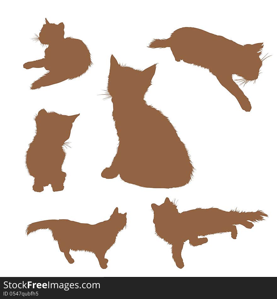 Vector image of silhouettes of sitting cats. Vector image of silhouettes of sitting cats