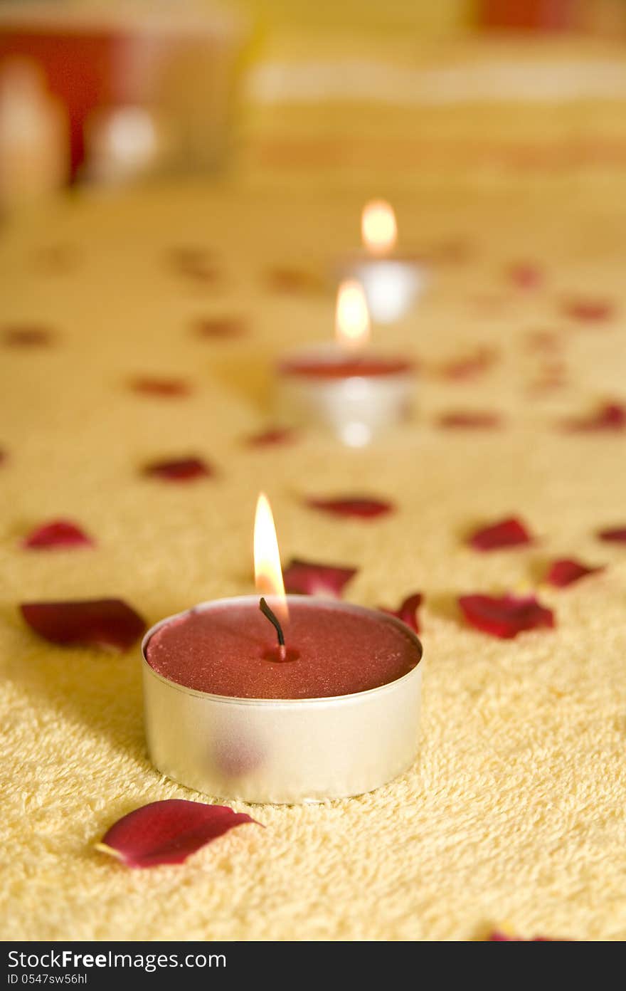 Candle on a massage table