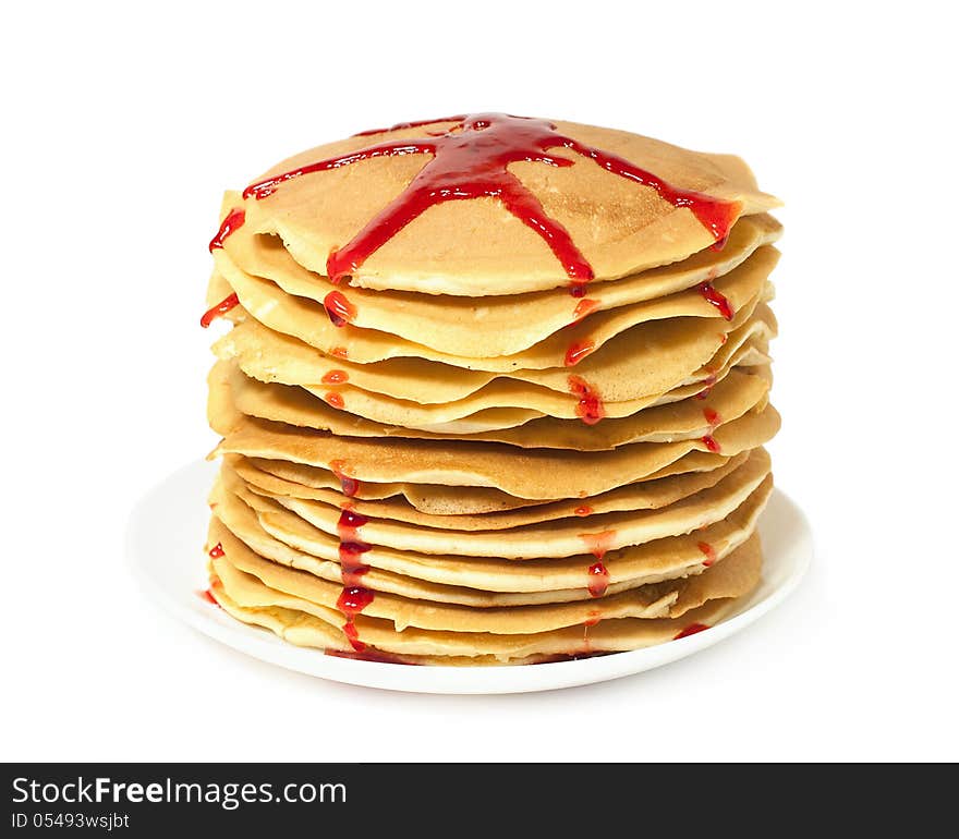 Stack of pancakes with jam