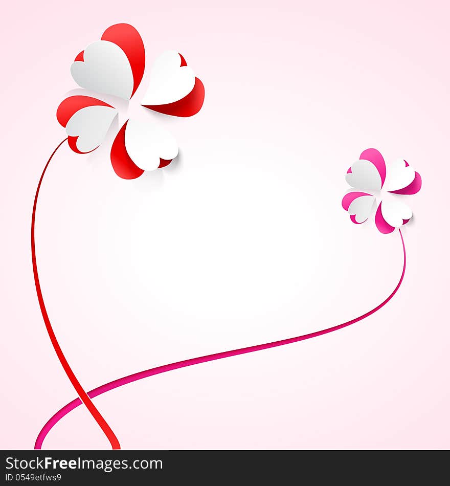 Vector Background With Flowers. Scarlet Heart