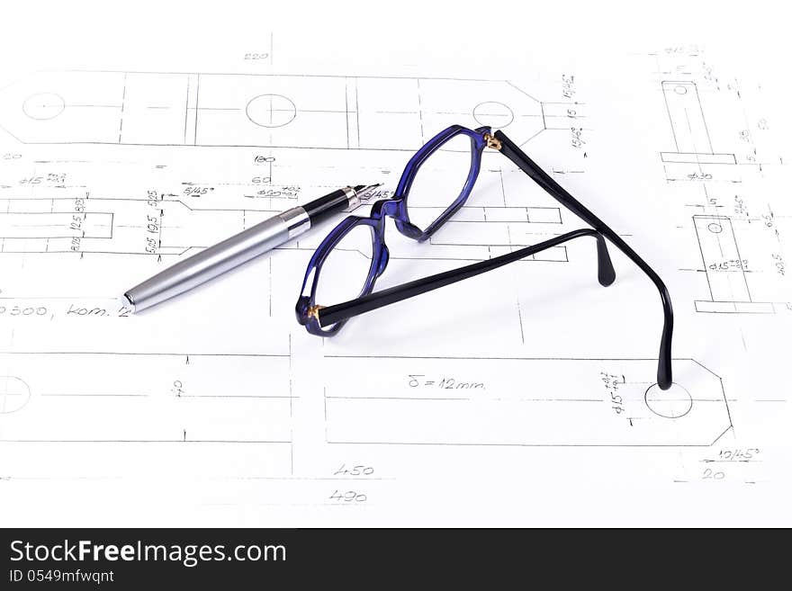 Business plan-glasses and pen