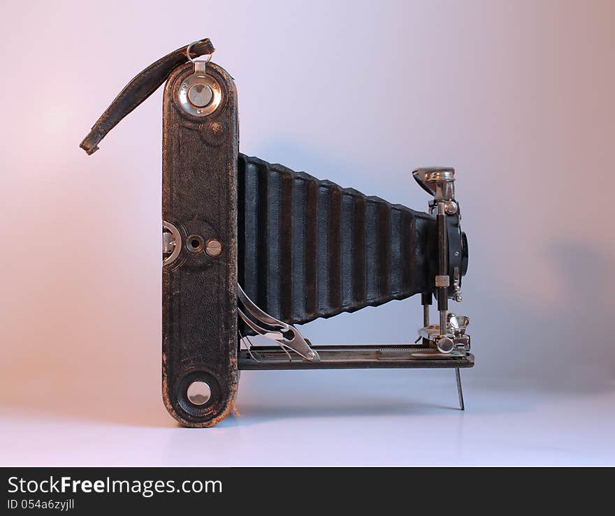 Side view of an antique camera