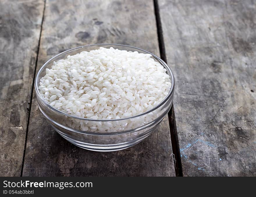 Asian rice bowl on the table.