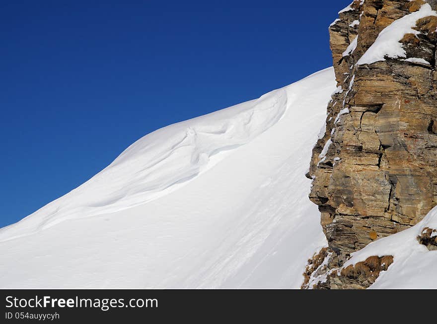 Lovely winter landscape in the alps